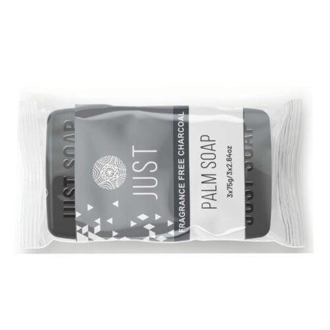 3 x 75g Packs JUST Palm Soap Fragrance Free Charcoal